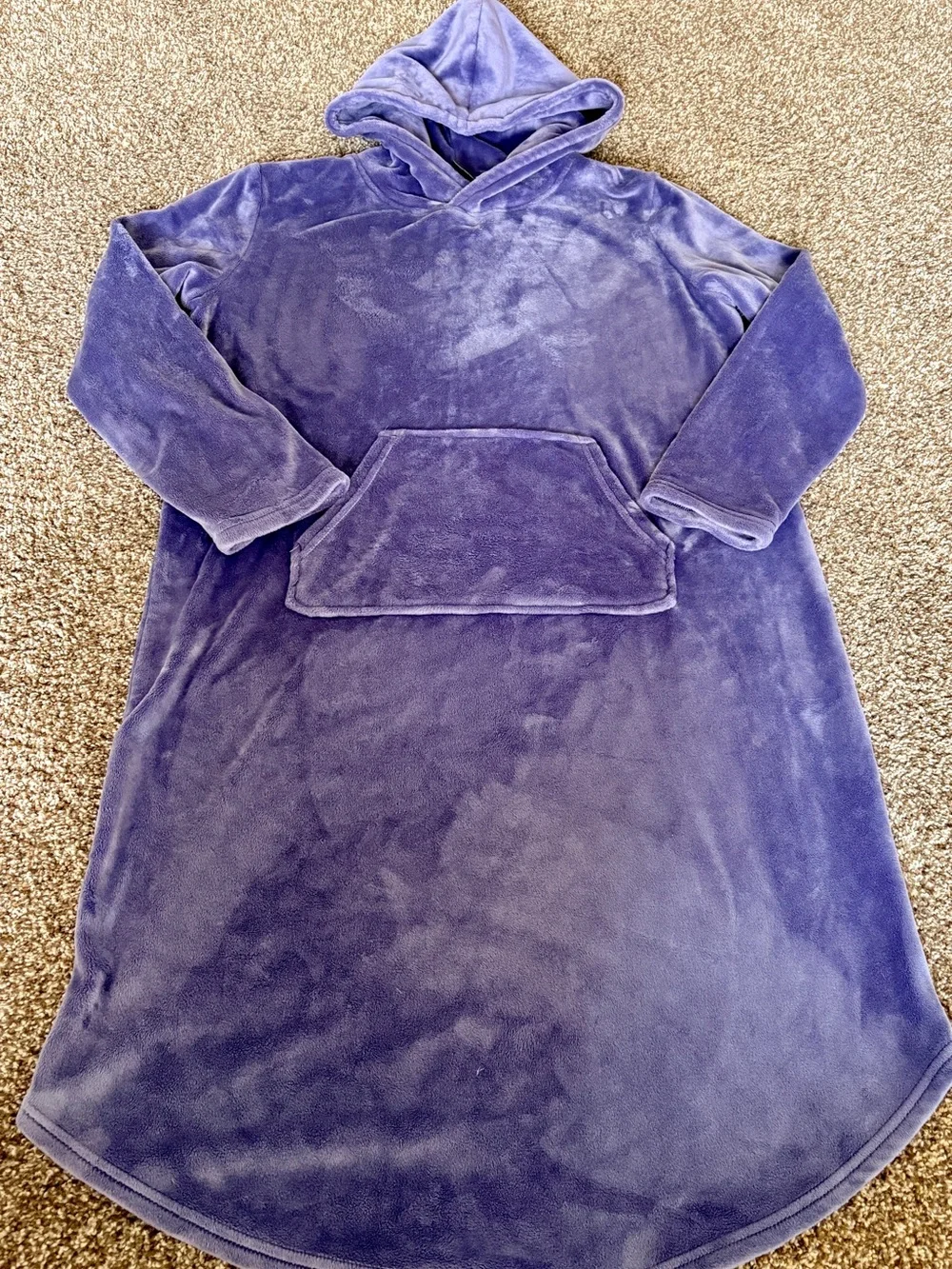 Womens Plush Hooded Night Dress - Purple